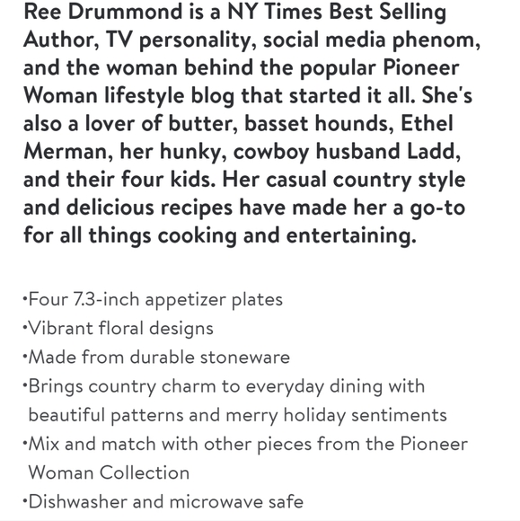 🎄 New Pioneer Woman Merry Meadow Assorted 7.3 Inch Appetizer Plates Set - Picture 4 of 10